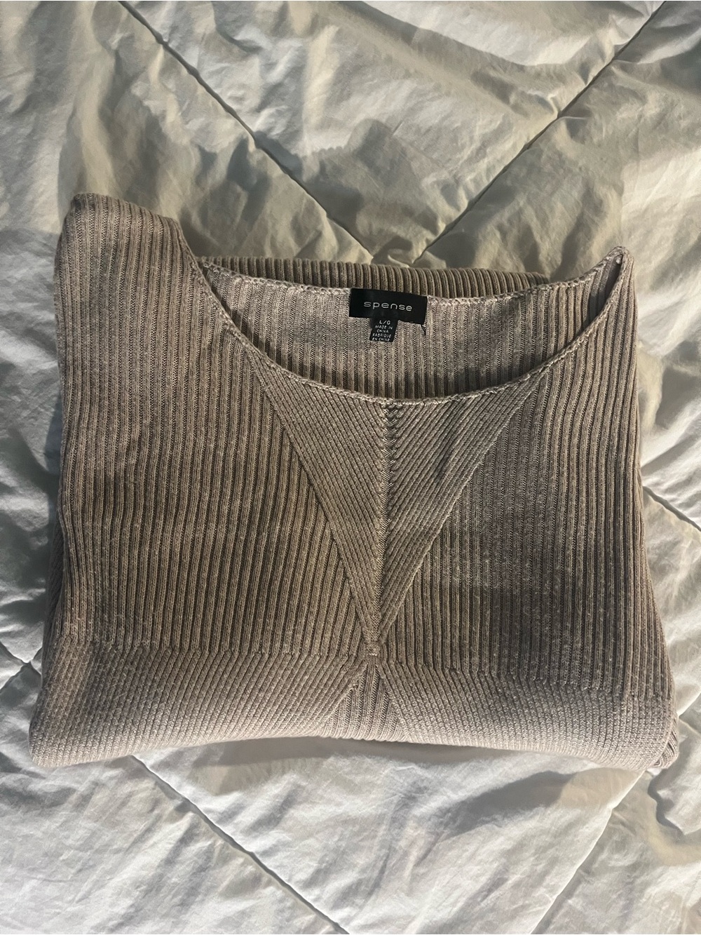 Spense Ribbed Crewneck dress in Taupe Beige